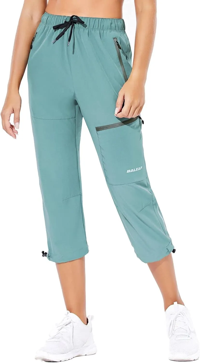 baleaf Women's Hiking Cargo Capris Outdoor Lightweight Water Resistant Pants UPF 50 Zipper Pockets