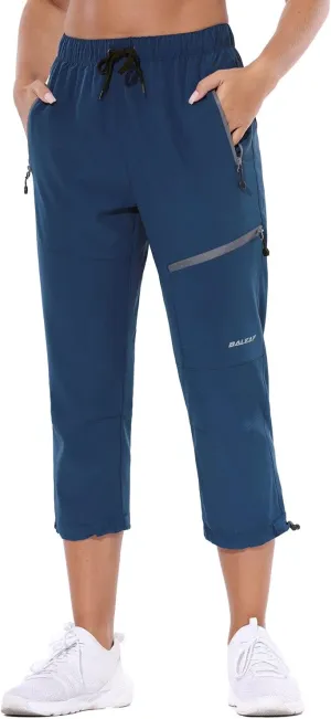 baleaf Women's Hiking Cargo Capris Outdoor Lightweight Water Resistant Pants UPF 50 Zipper Pockets