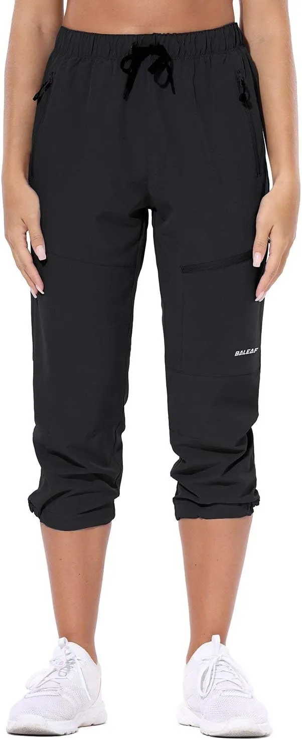 baleaf Women's Hiking Cargo Capris Outdoor Lightweight Water Resistant Pants UPF 50 Zipper Pockets