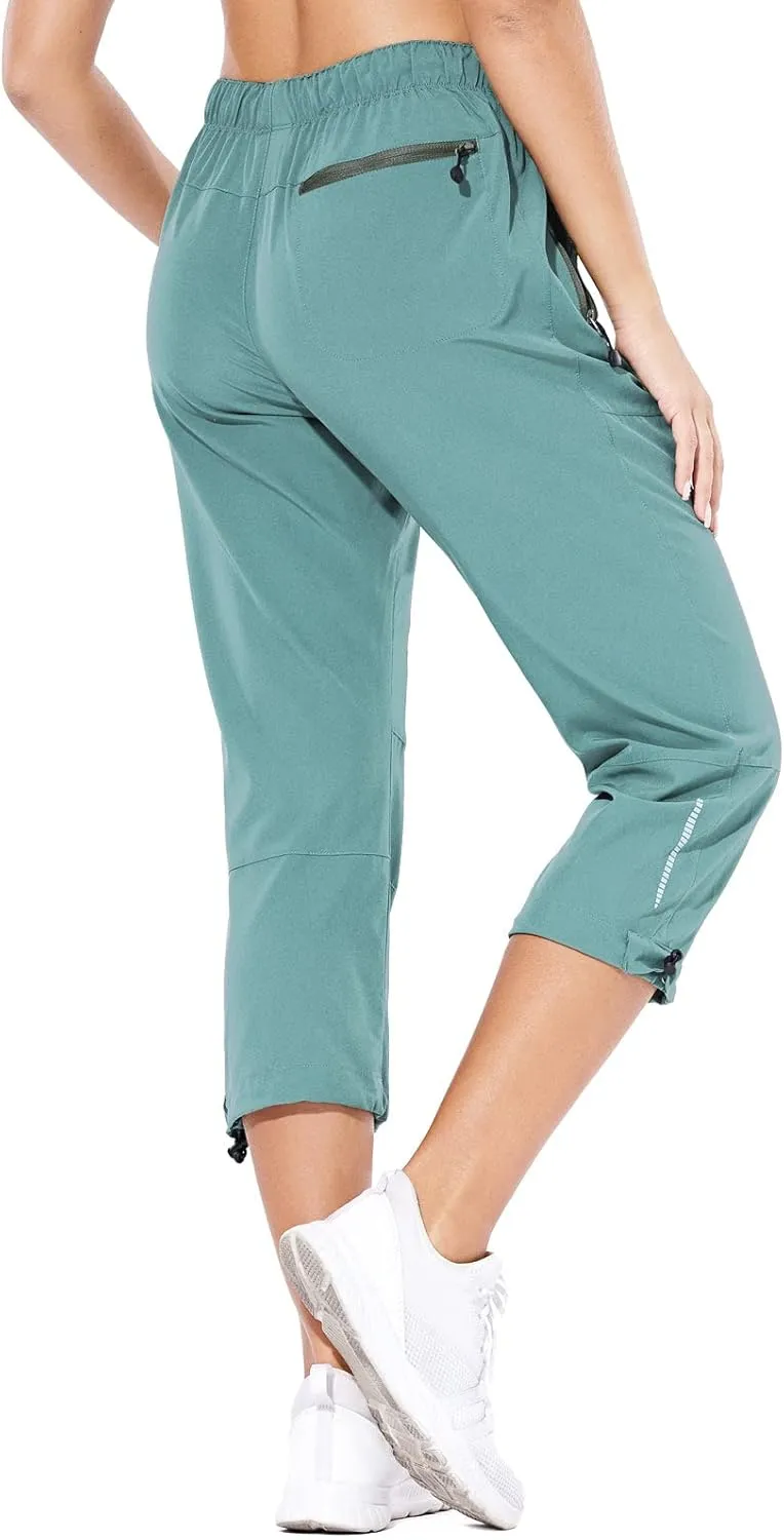 baleaf Women's Hiking Cargo Capris Outdoor Lightweight Water Resistant Pants UPF 50 Zipper Pockets