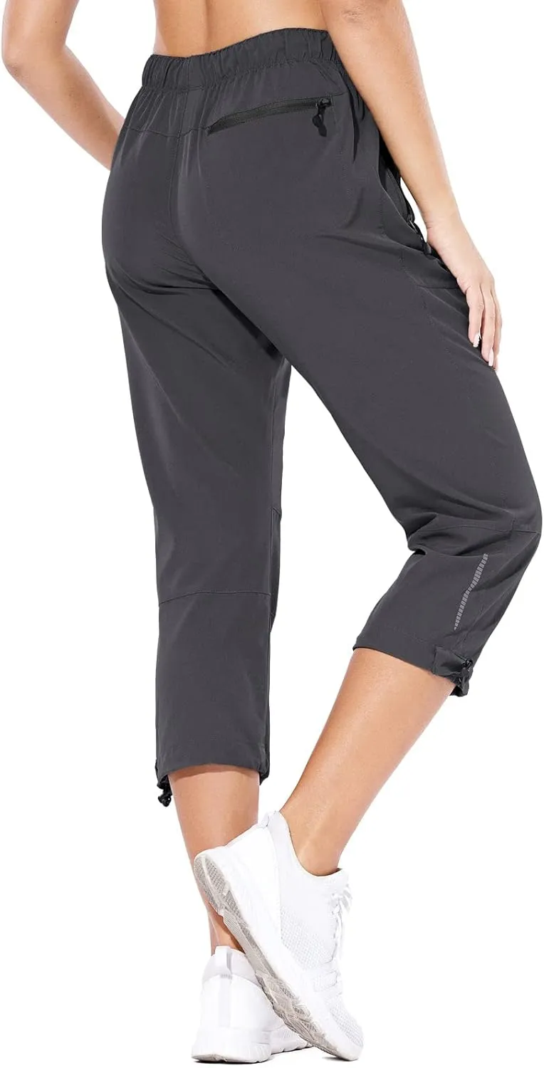 baleaf Women's Hiking Cargo Capris Outdoor Lightweight Water Resistant Pants UPF 50 Zipper Pockets