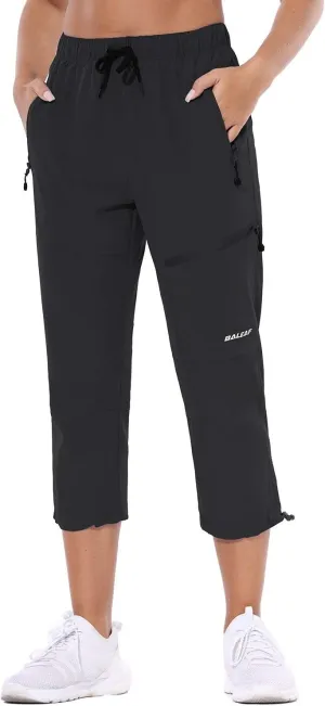 baleaf Women's Hiking Cargo Capris Outdoor Lightweight Water Resistant Pants UPF 50 Zipper Pockets