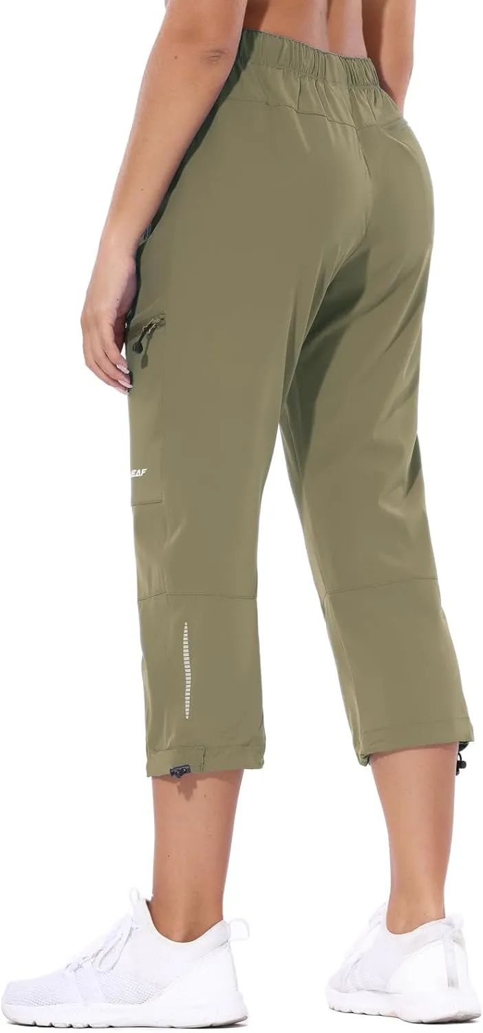 baleaf Women's Hiking Cargo Capris Outdoor Lightweight Water Resistant Pants UPF 50 Zipper Pockets