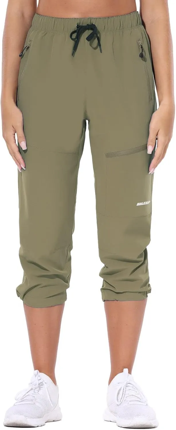 baleaf Women's Hiking Cargo Capris Outdoor Lightweight Water Resistant Pants UPF 50 Zipper Pockets