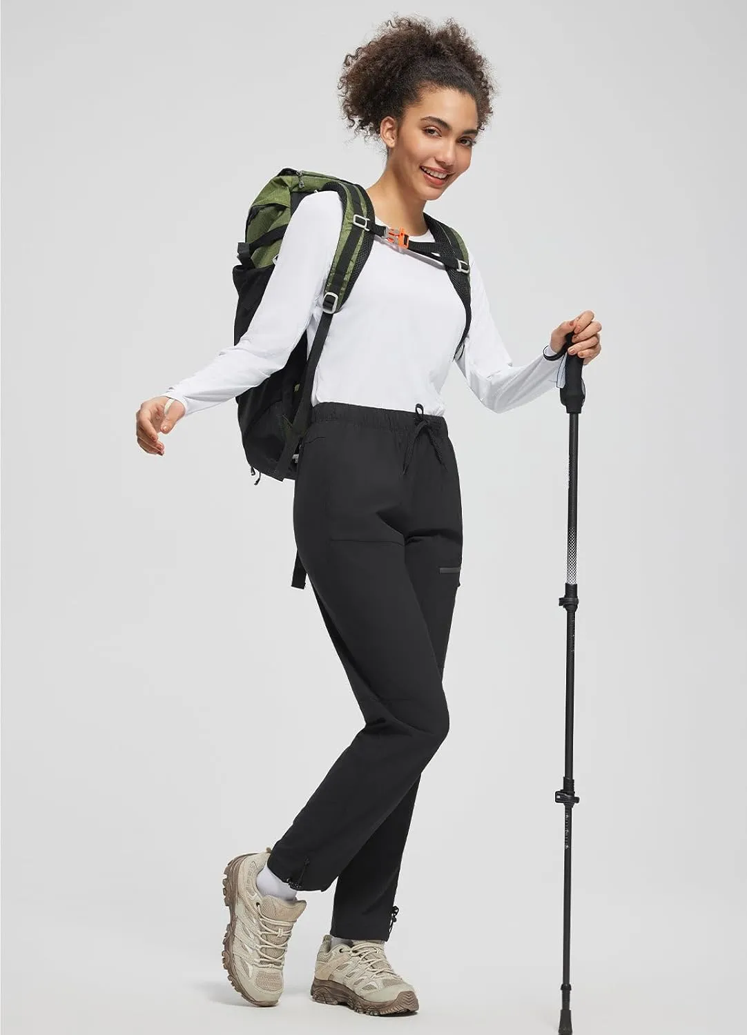 baleaf Women's Hiking Pants Quick Dry Lightweight Water Resistant Elastic Waist Cargo Pants