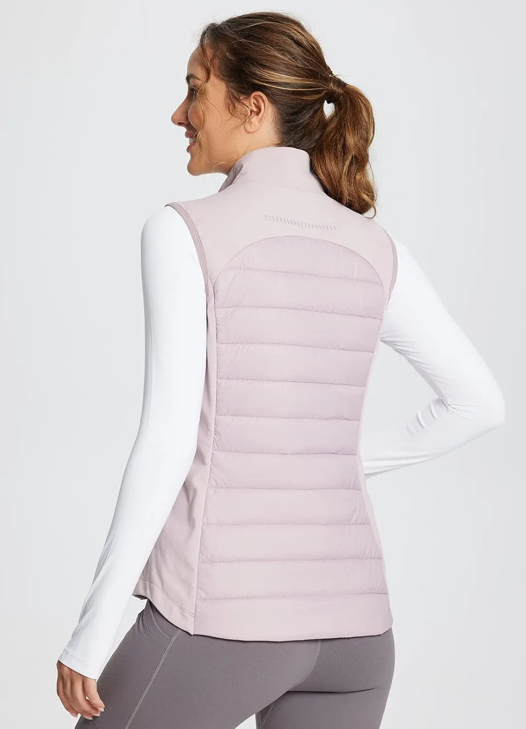 baleaf Women's Lightweight Warm Puffer Vest Running Winter Hybrid Sleeveless Quilted Water Resistant Jacket