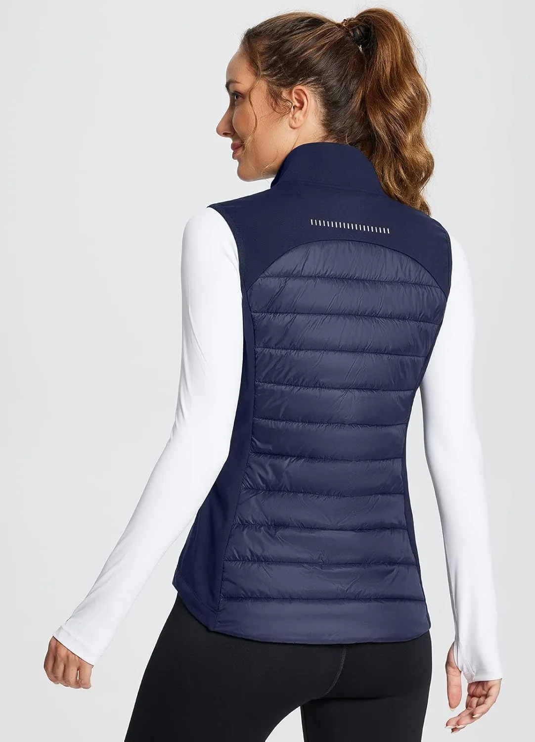 baleaf Women's Lightweight Warm Puffer Vest Running Winter Hybrid Sleeveless Quilted Water Resistant Jacket