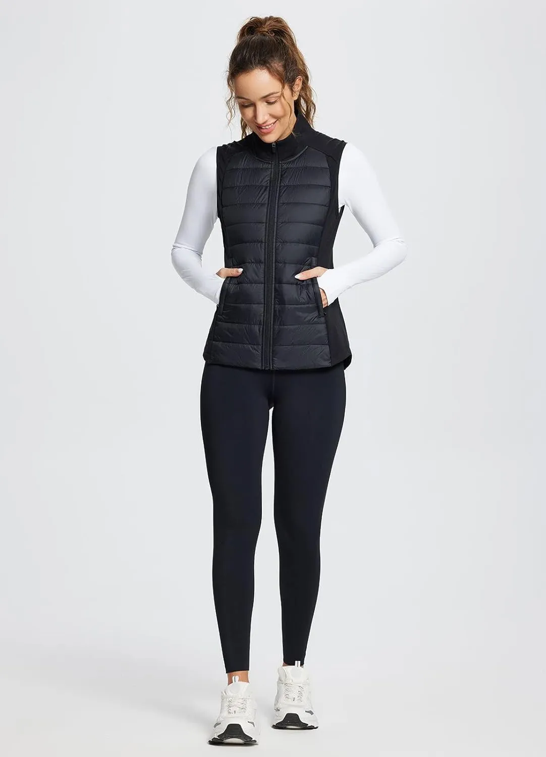 baleaf Women's Lightweight Warm Puffer Vest Running Winter Hybrid Sleeveless Quilted Water Resistant Jacket