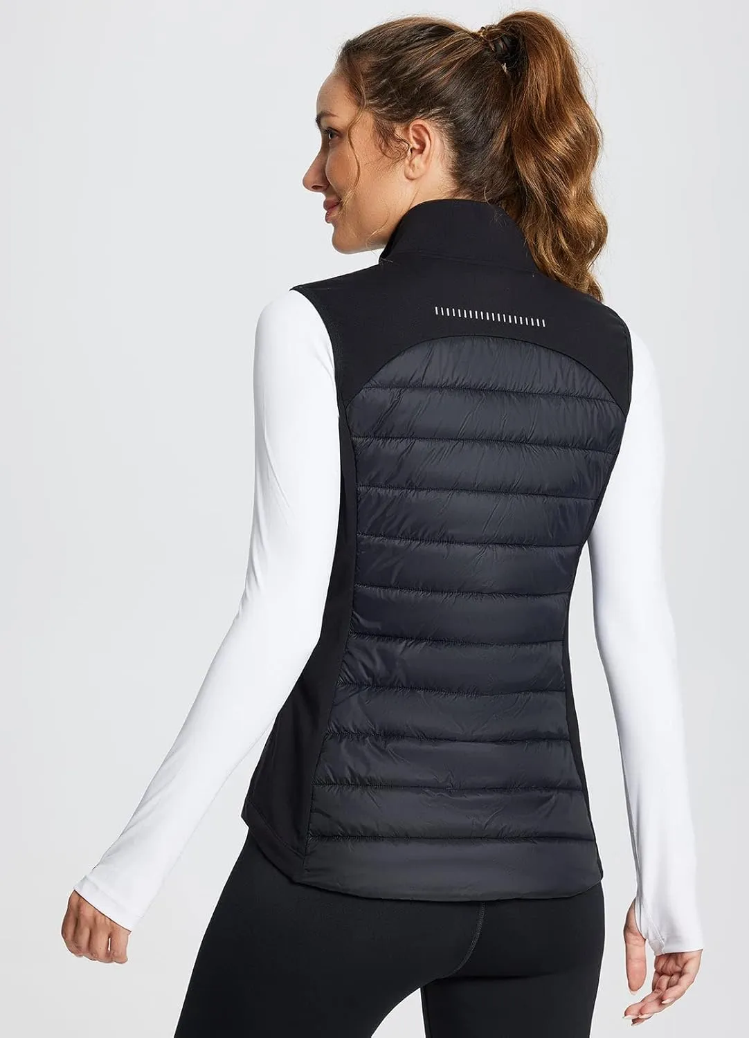 baleaf Women's Lightweight Warm Puffer Vest Running Winter Hybrid Sleeveless Quilted Water Resistant Jacket