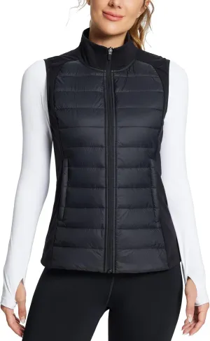 baleaf Women's Lightweight Warm Puffer Vest Running Winter Hybrid Sleeveless Quilted Water Resistant Jacket