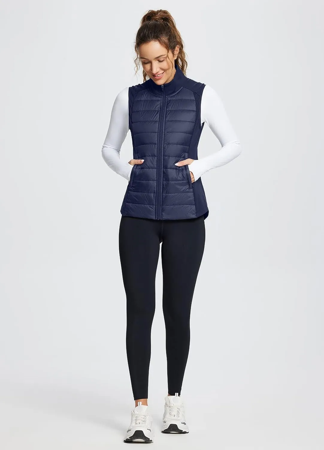 baleaf Women's Lightweight Warm Puffer Vest Running Winter Hybrid Sleeveless Quilted Water Resistant Jacket