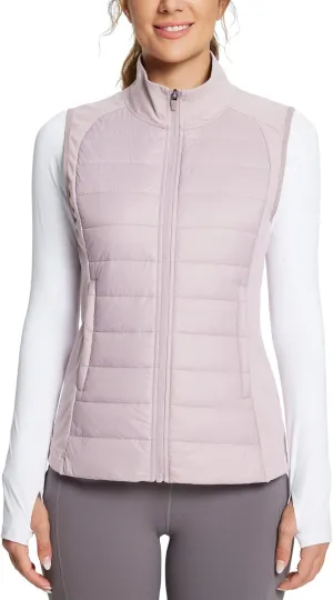 baleaf Women's Lightweight Warm Puffer Vest Running Winter Hybrid Sleeveless Quilted Water Resistant Jacket