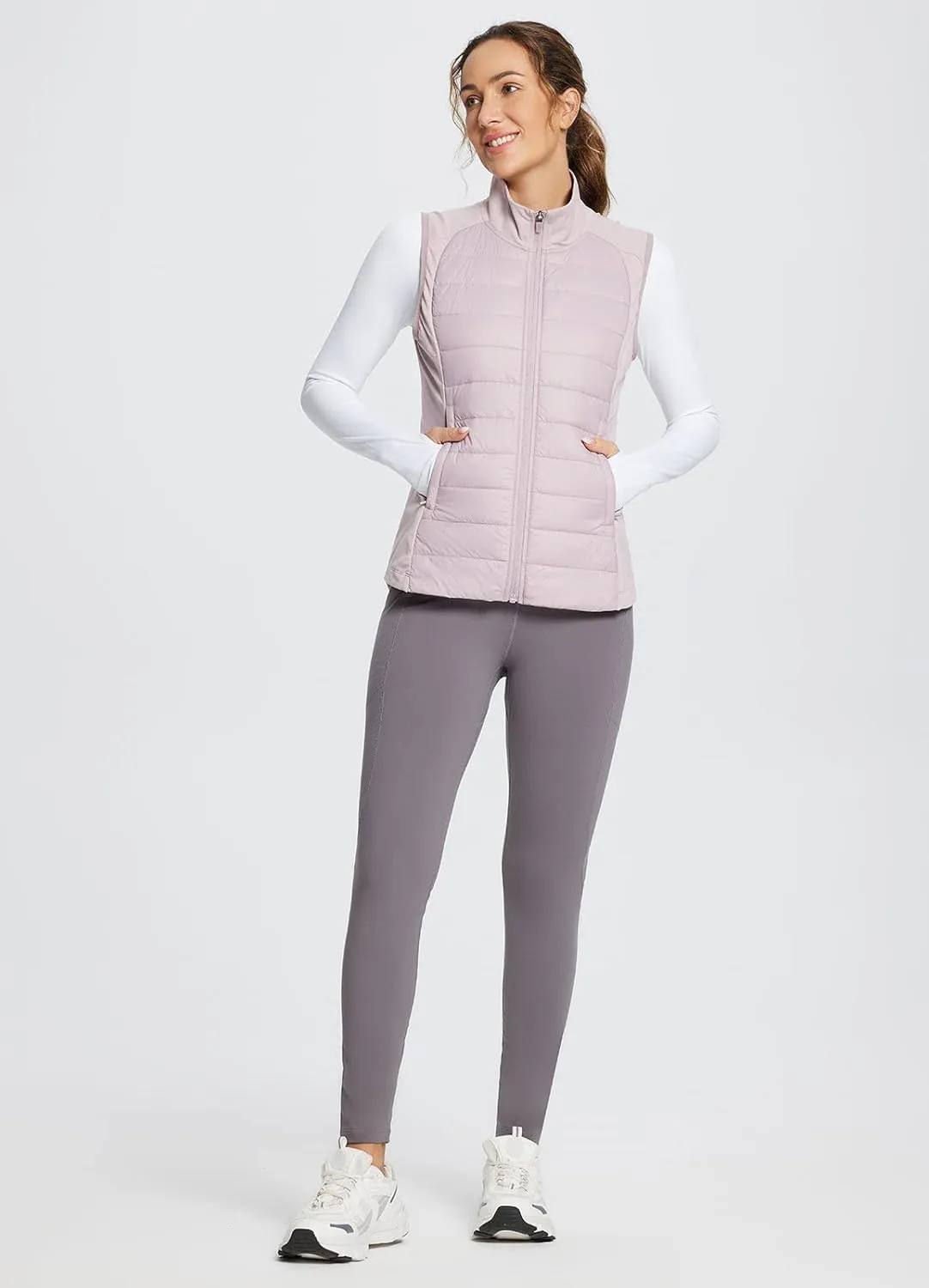 baleaf Women's Lightweight Warm Puffer Vest Running Winter Hybrid Sleeveless Quilted Water Resistant Jacket