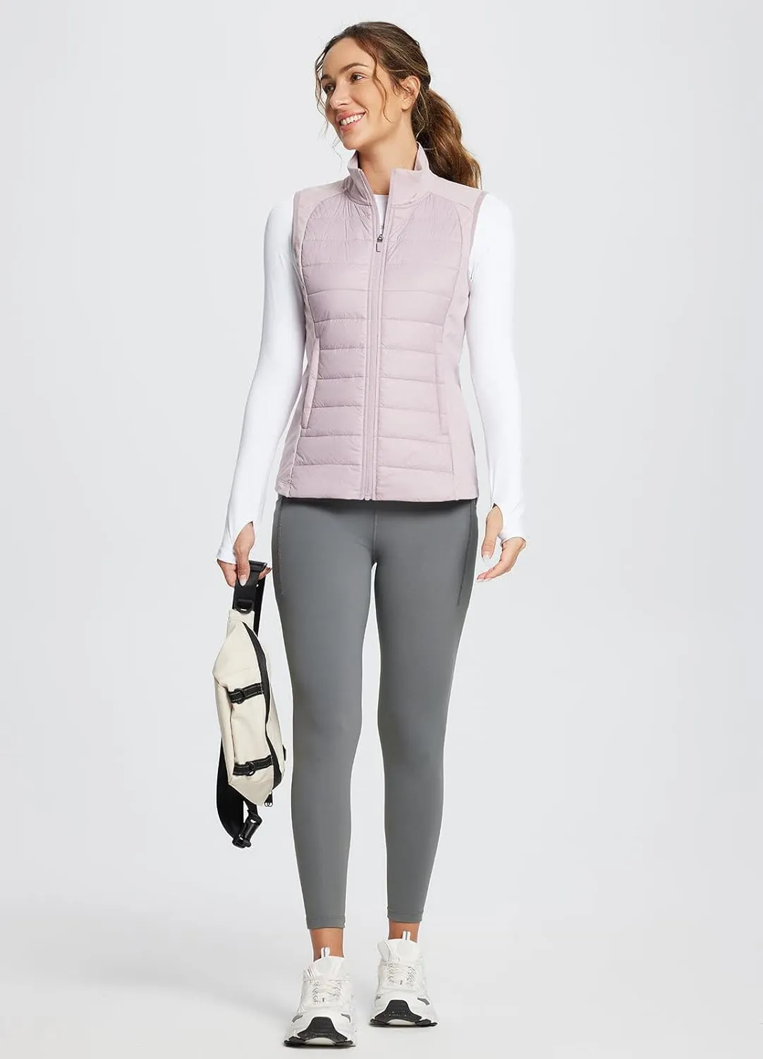 baleaf Women's Lightweight Warm Puffer Vest Running Winter Hybrid Sleeveless Quilted Water Resistant Jacket