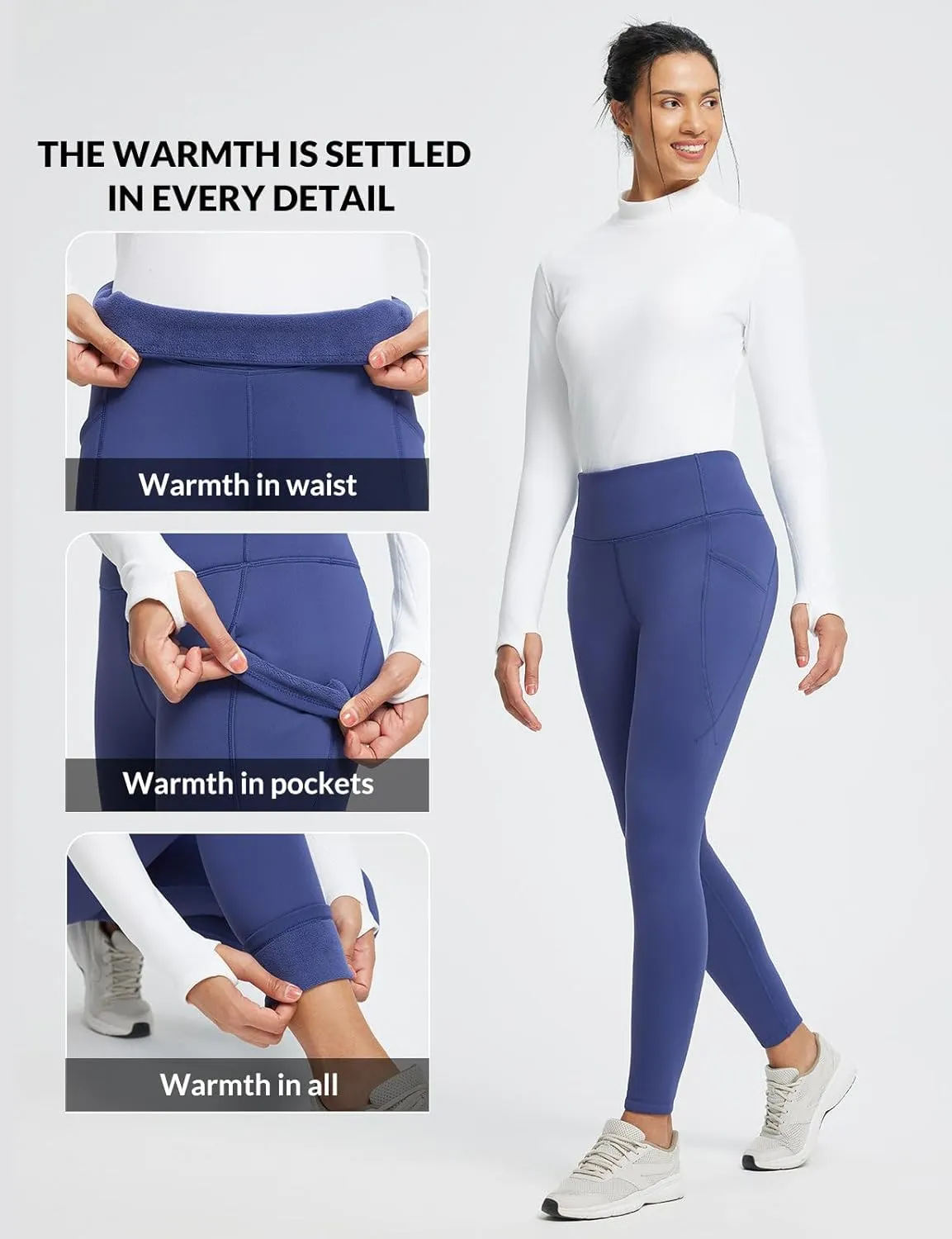 baleaf Women's Thick Fleece Lined Leggings Winter Warm Thermal High Waisted Tummy Control Snow Ski Pants