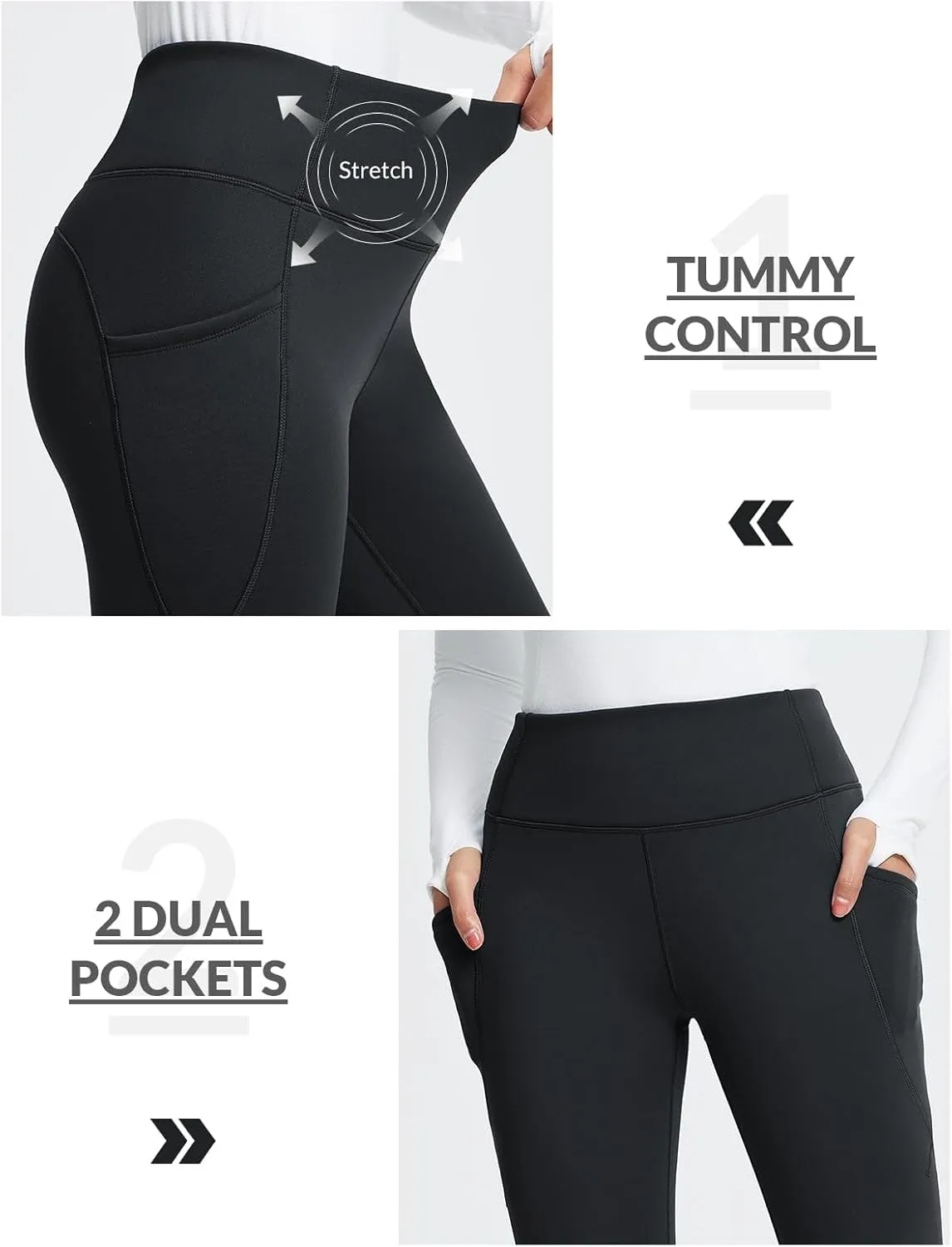 baleaf Women's Thick Fleece Lined Leggings Winter Warm Thermal High Waisted Tummy Control Snow Ski Pants