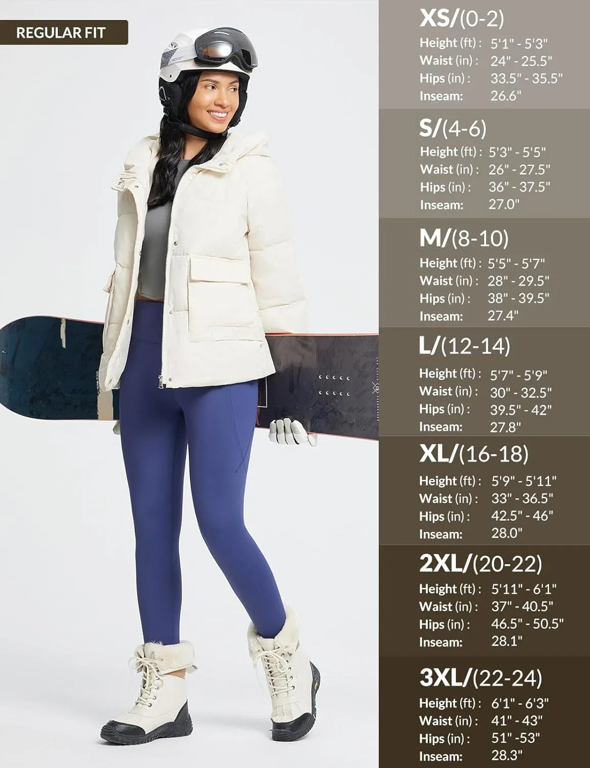 baleaf Women's Thick Fleece Lined Leggings Winter Warm Thermal High Waisted Tummy Control Snow Ski Pants