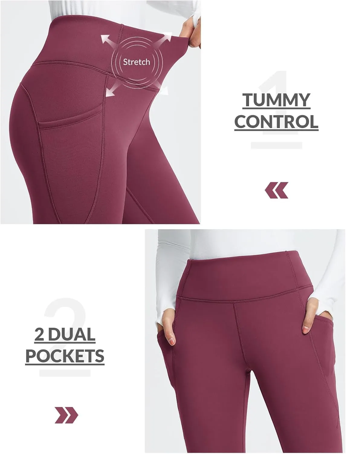 baleaf Women's Thick Fleece Lined Leggings Winter Warm Thermal High Waisted Tummy Control Snow Ski Pants