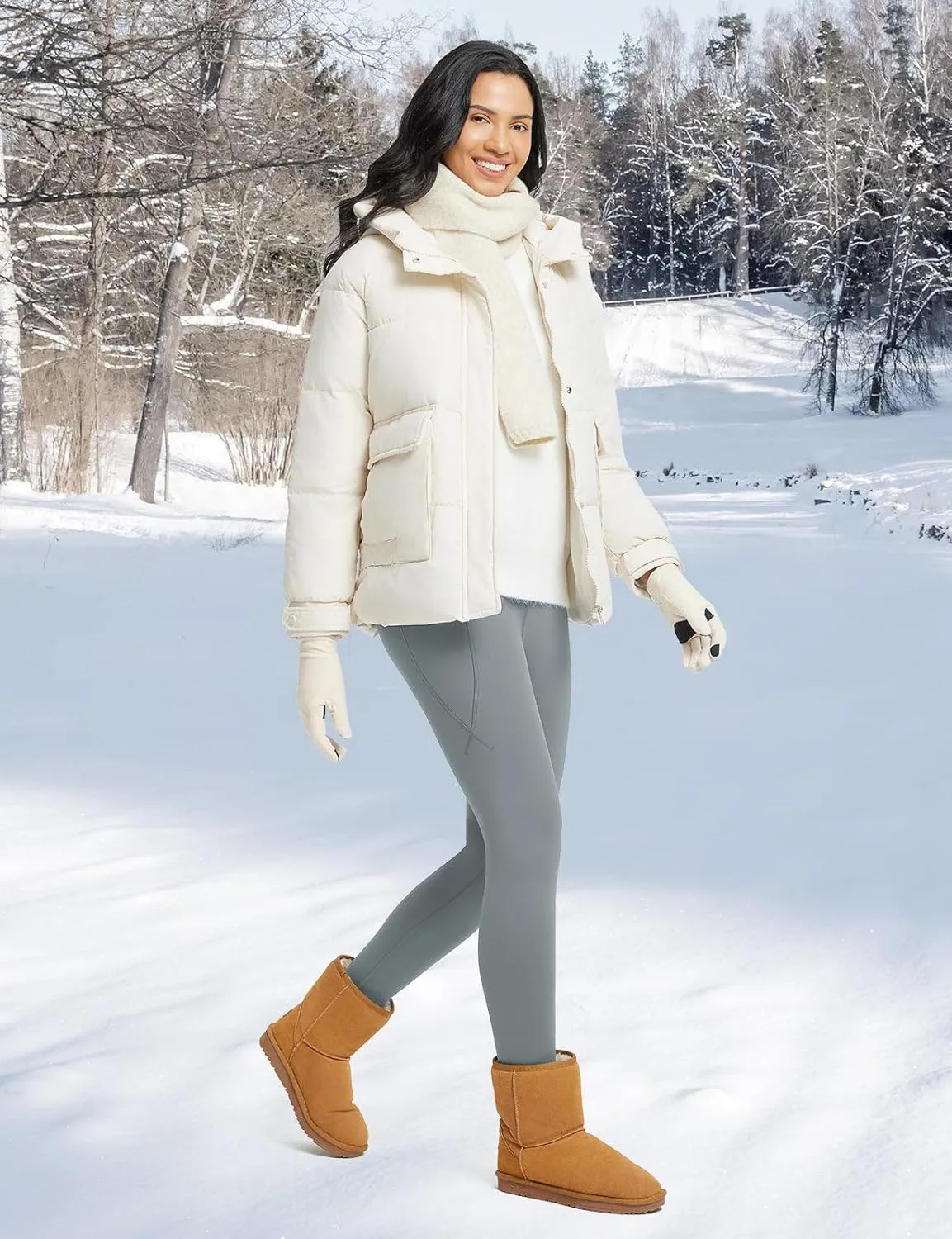 baleaf Women's Thick Fleece Lined Leggings Winter Warm Thermal High Waisted Tummy Control Snow Ski Pants