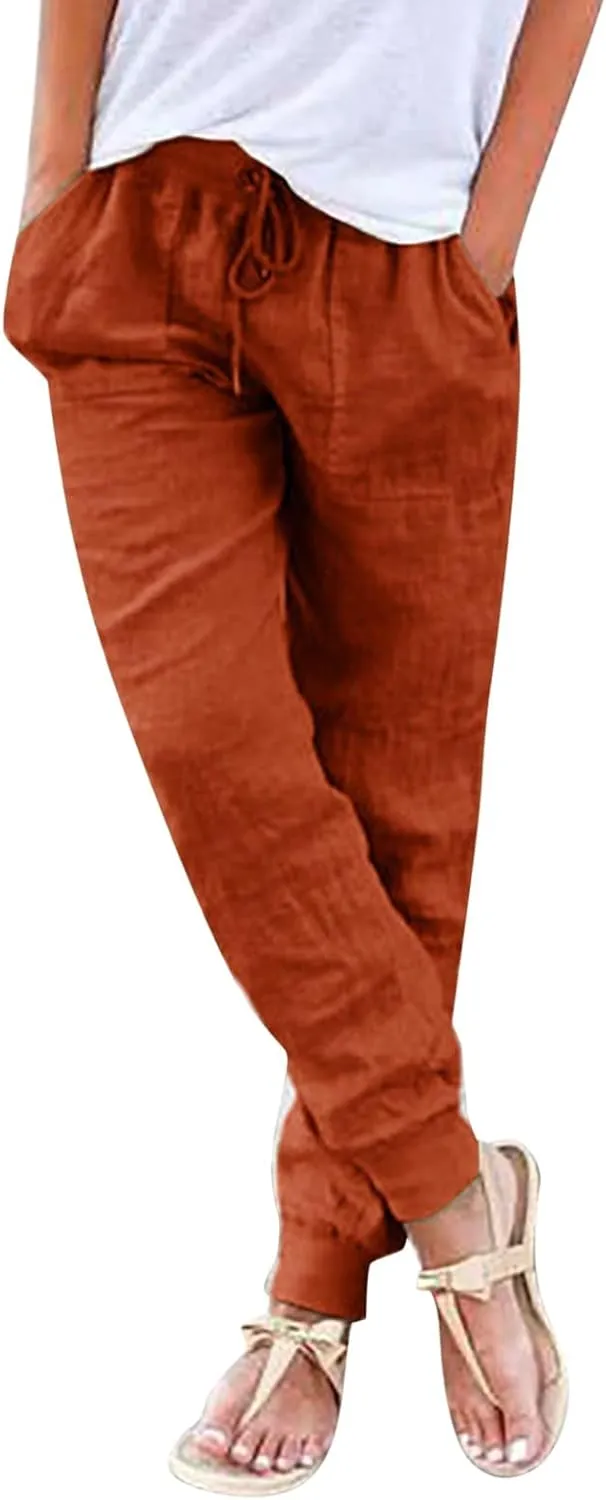 Barrel Pants for Women Winter Flowing Beach Slacks with Pockets High Waisted Water Resistant