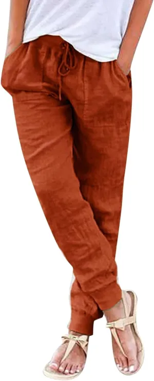 Barrel Pants for Women Winter Flowing Beach Slacks with Pockets High Waisted Water Resistant