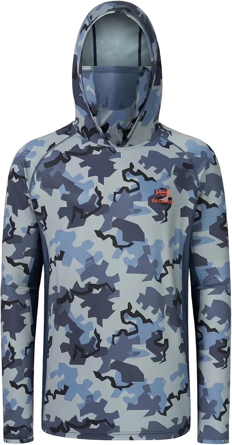 BASSDASH UPF 50  Mens Hunting Shirts with Mask Long Sleeve Camo Fishing Hoodie