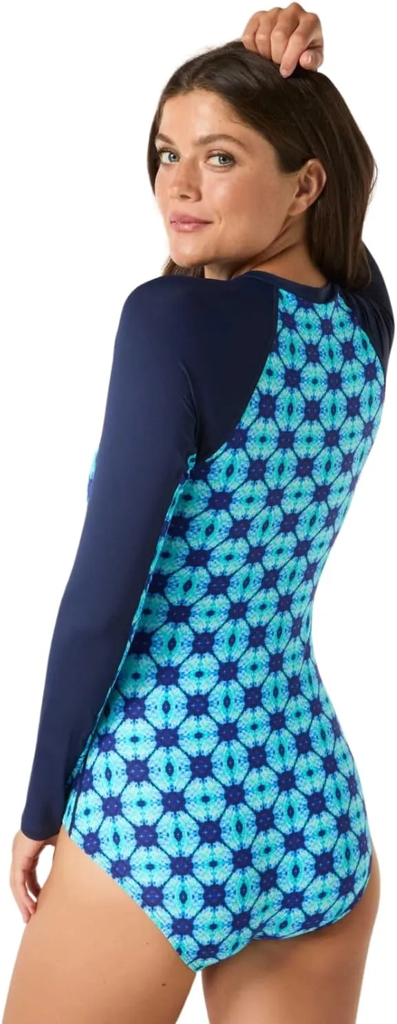 BEACH HOUSE Sport Sculpt Long Sleeve One Piece UPF 50  Swimsuit  Includes Bonus Bikini Top