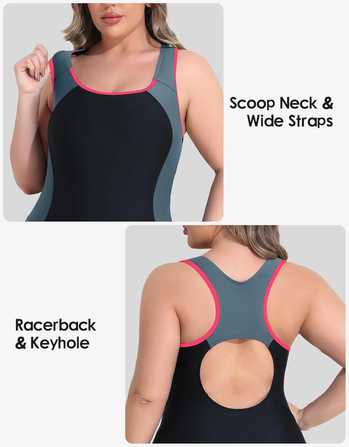beautyin Plus Size Swimsuit for Women Athletic Boyleg One Piece Bathing Suit