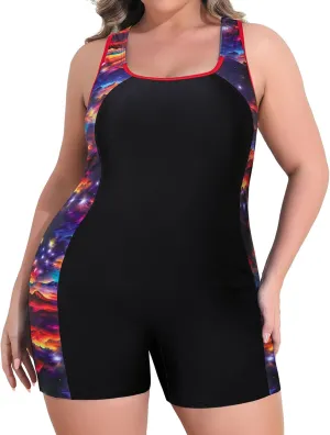 beautyin Plus Size Swimsuit for Women Athletic Boyleg One Piece Bathing Suit