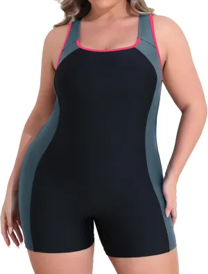 beautyin Plus Size Swimsuit for Women Athletic Boyleg One Piece Bathing Suit
