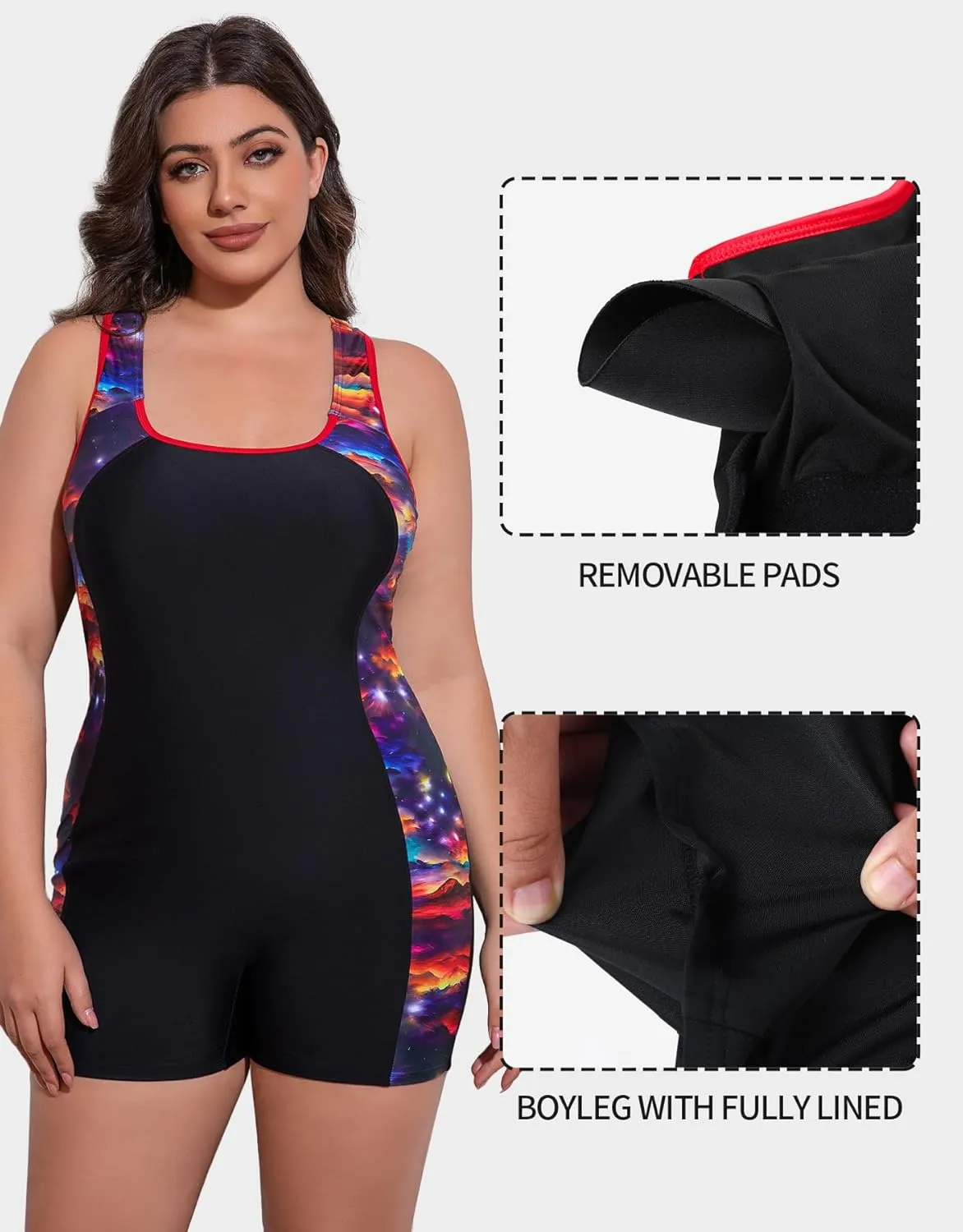 beautyin Plus Size Swimsuit for Women Athletic Boyleg One Piece Bathing Suit