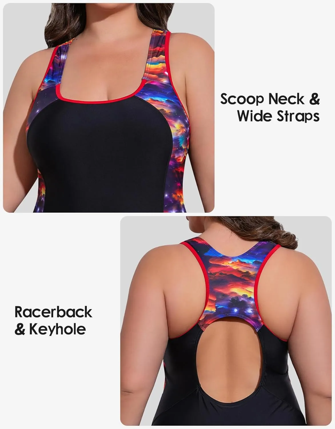 beautyin Plus Size Swimsuit for Women Athletic Boyleg One Piece Bathing Suit