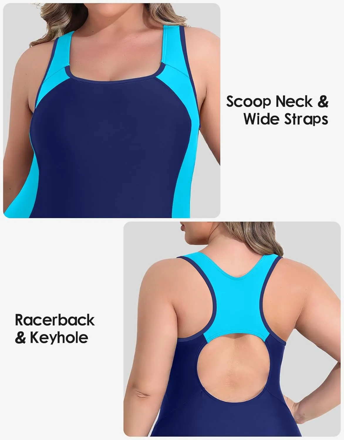 beautyin Plus Size Swimsuit for Women Athletic Boyleg One Piece Bathing Suit