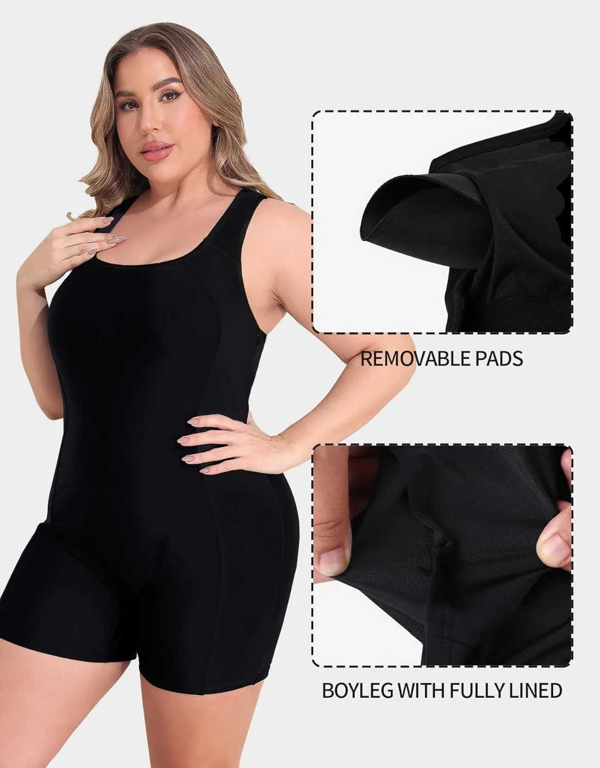 beautyin Plus Size Swimsuit for Women Athletic Boyleg One Piece Bathing Suit
