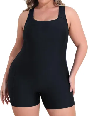 beautyin Plus Size Swimsuit for Women Athletic Boyleg One Piece Bathing Suit