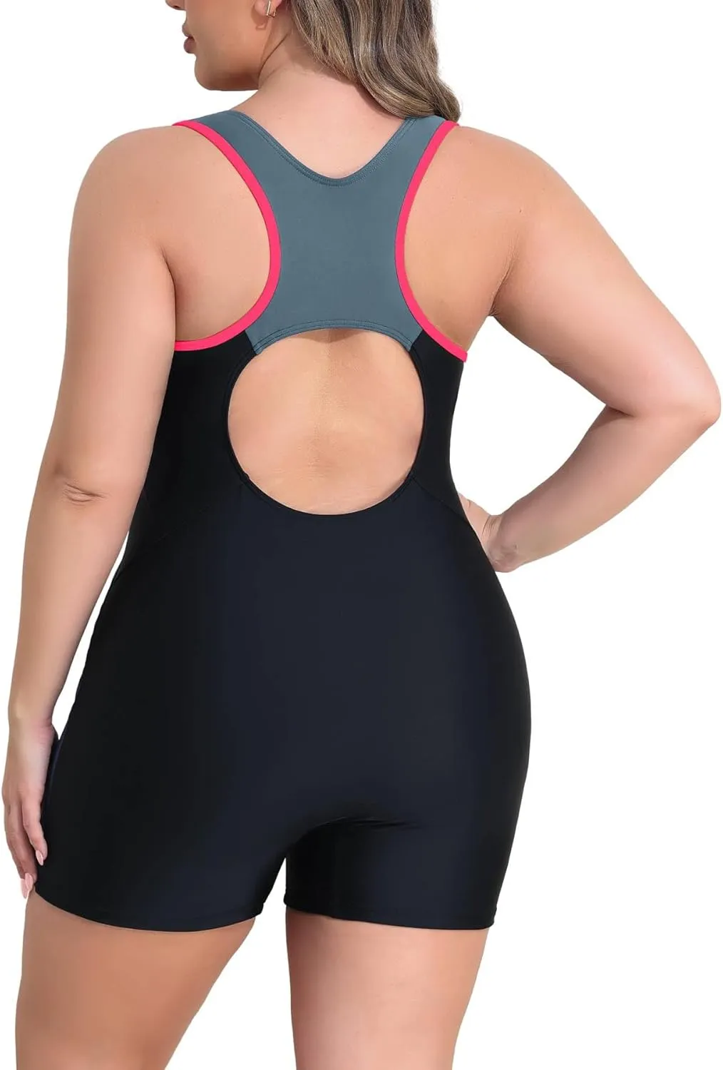 beautyin Plus Size Swimsuit for Women Athletic Boyleg One Piece Bathing Suit