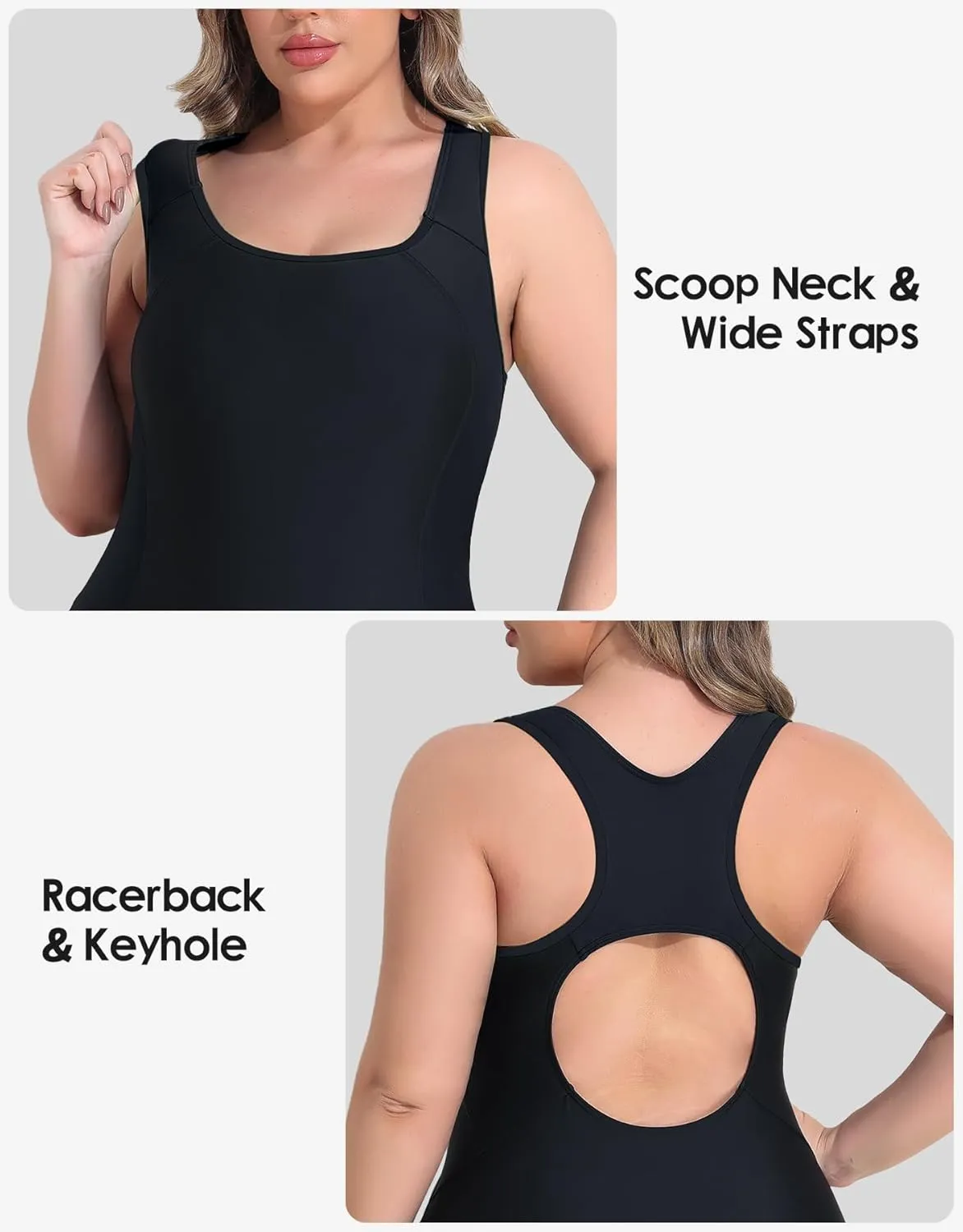 beautyin Plus Size Swimsuit for Women Athletic Boyleg One Piece Bathing Suit