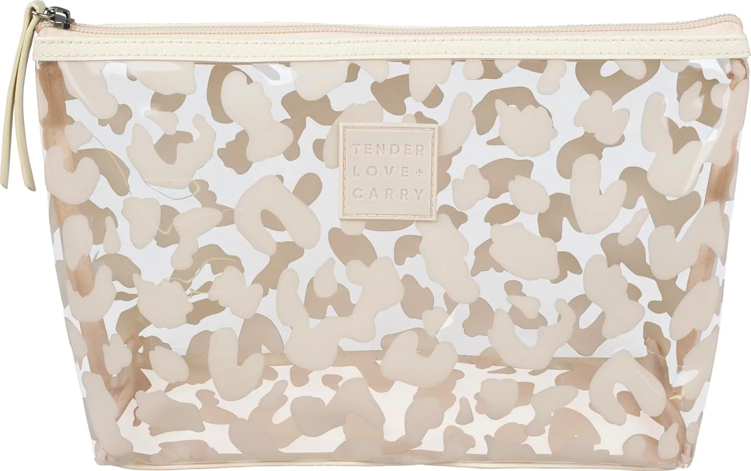 Beige and Transparent Leopard Print Holdall - Water-Resistant Travel Bag for Toiletries & Cosmetic Essentials