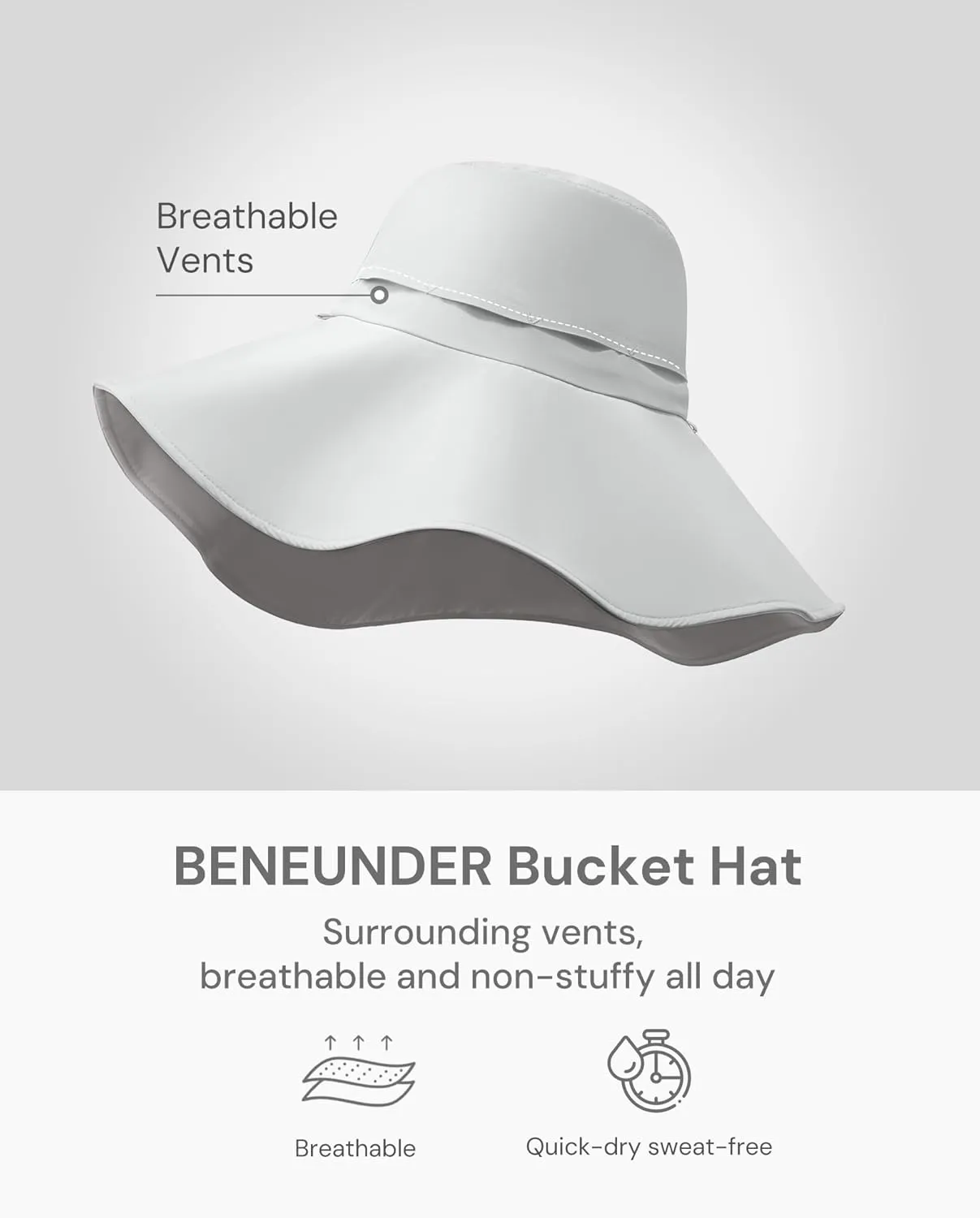 BENEUNDER Reversible Wide Brim Sun Bucket Hats UPF50  UV Protection Foldable for Women Outdoor Beach Vacation Travel