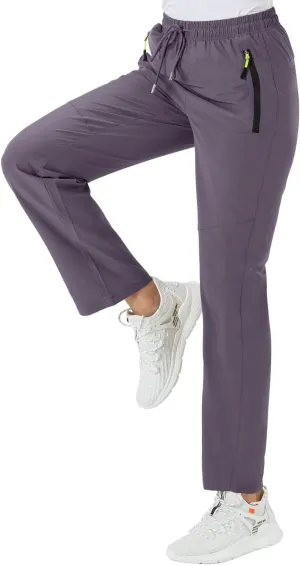 BGOWATU Women's Hiking Cargo Pants Quick Dry Lightweight Water Resistant Joggers Pants Zipper Pockets