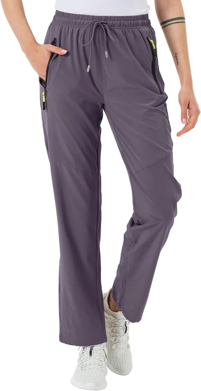 BGOWATU Women's Hiking Cargo Pants Quick Dry Lightweight Water Resistant Joggers Pants Zipper Pockets