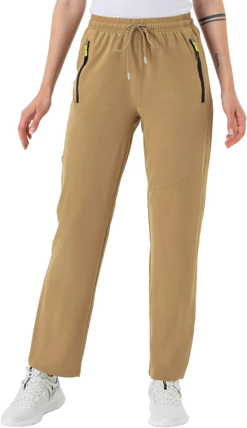 BGOWATU Women's Hiking Cargo Pants Quick Dry Lightweight Water Resistant Joggers Pants Zipper Pockets