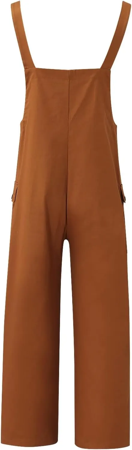 Bib Overall for Men, Men's Bib Overalls Loose Fit Jumpsuit with Pockets Cargo Work Pant Rompers
