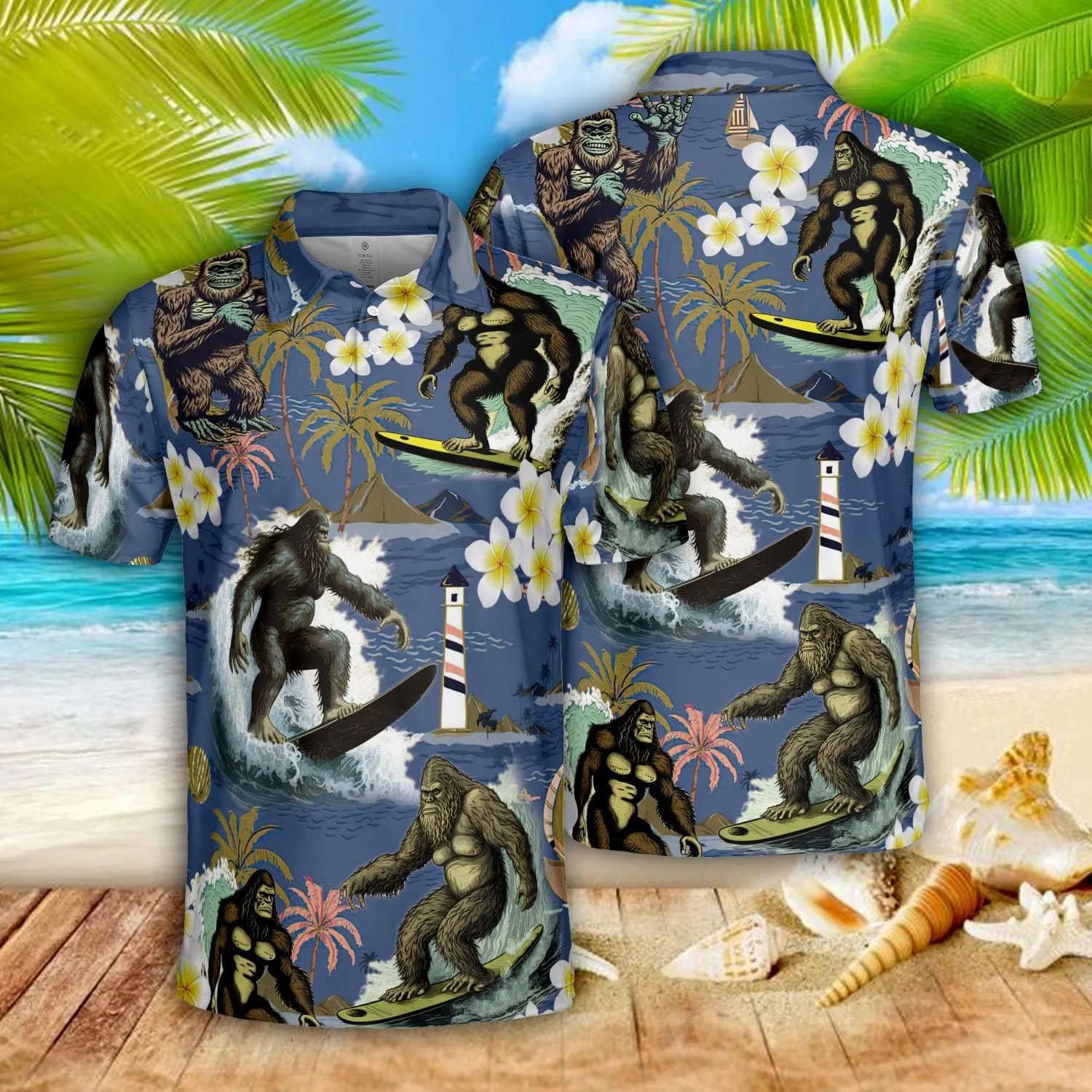Bigfoots Polo Shirts for Men - Bigfoots Lovers Stylish Mens Goft Shirt Casual Short Sleeve Button Down Outfit Set 60