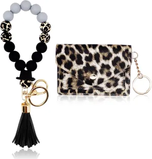 BIHRTC Wristlet Bracelet Wallet Keychain Slicone Bead Bangle Key Ring Bangle Chain for Women Car Keys Ring