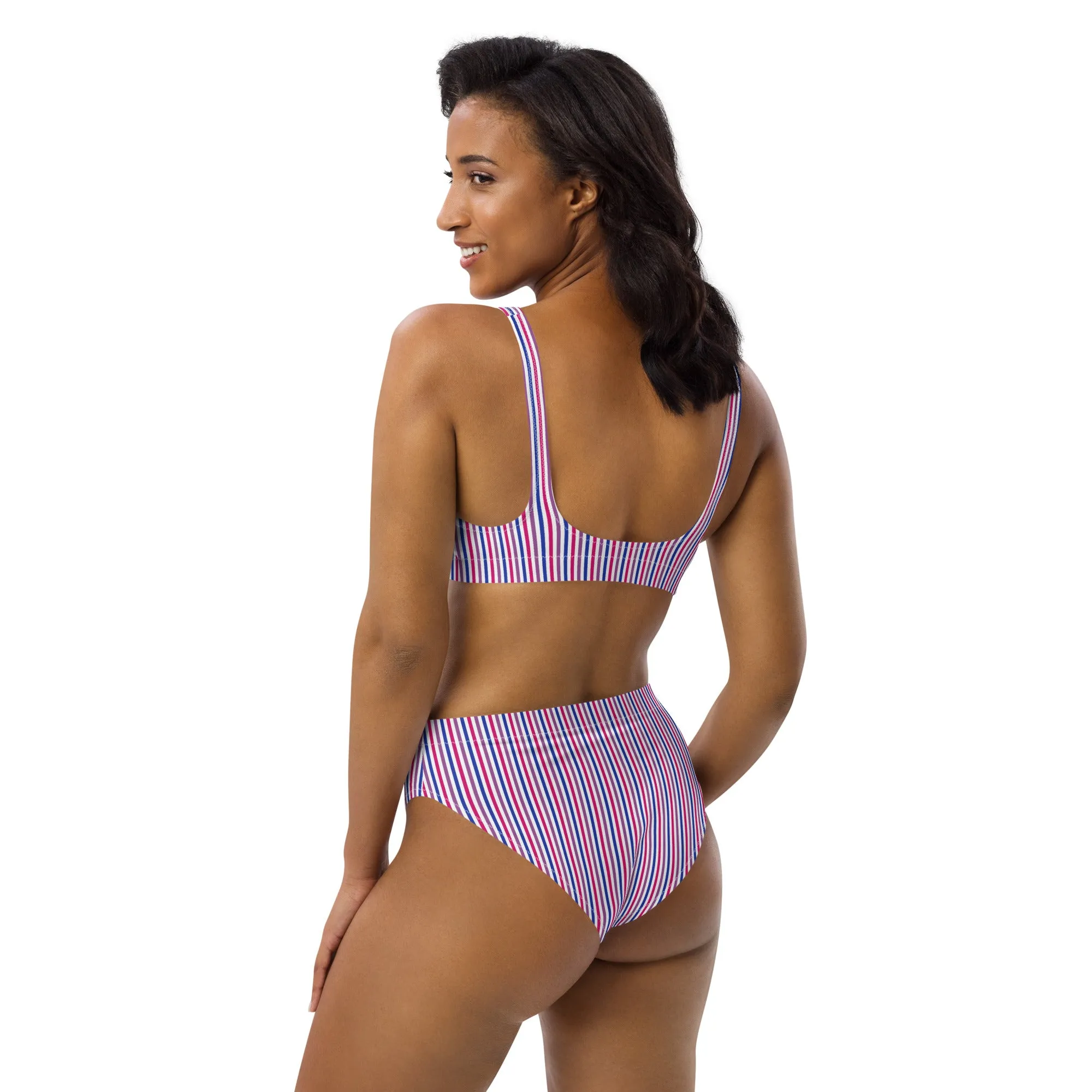 Bisexual Striped Athletic Bikini Top