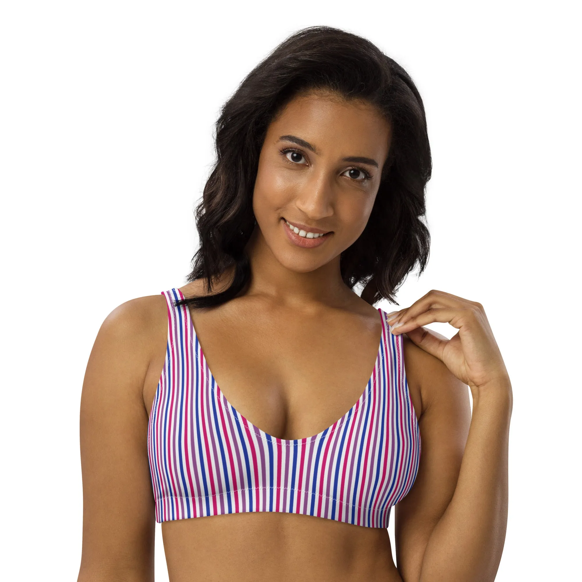 Bisexual Striped Athletic Bikini Top