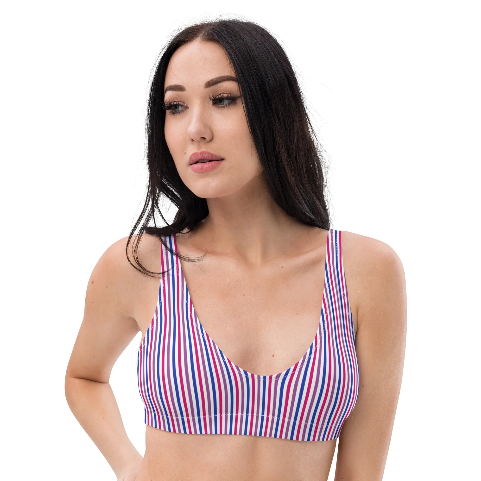 Bisexual Striped Athletic Bikini Top