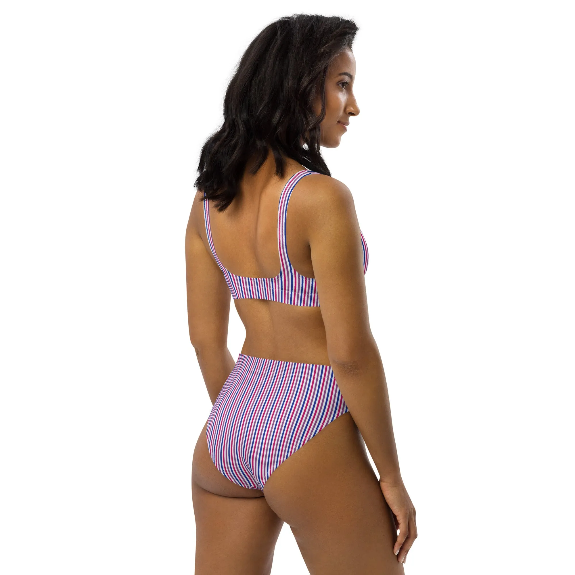Bisexual Striped Athletic Bikini Top
