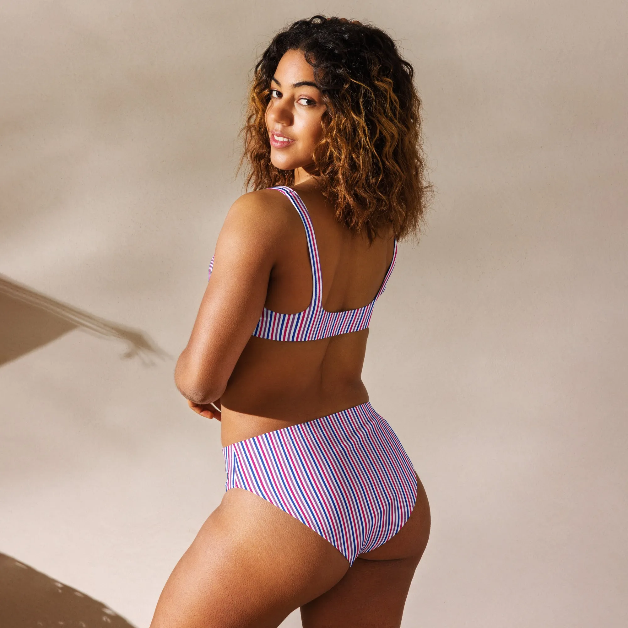 Bisexual Striped Athletic Bikini Top
